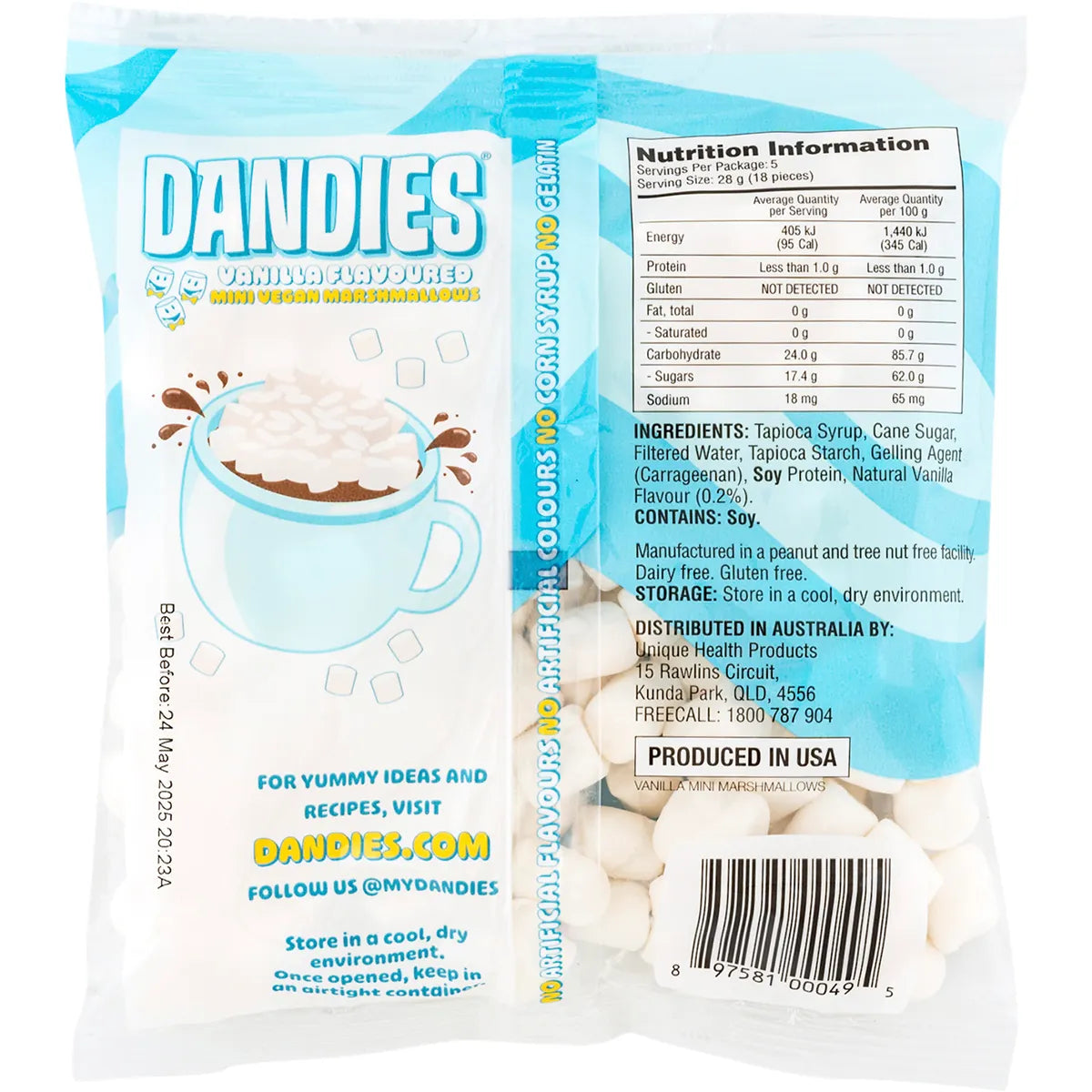 Dandies Vegan Vanilla Marshmallows Mini Size 142g