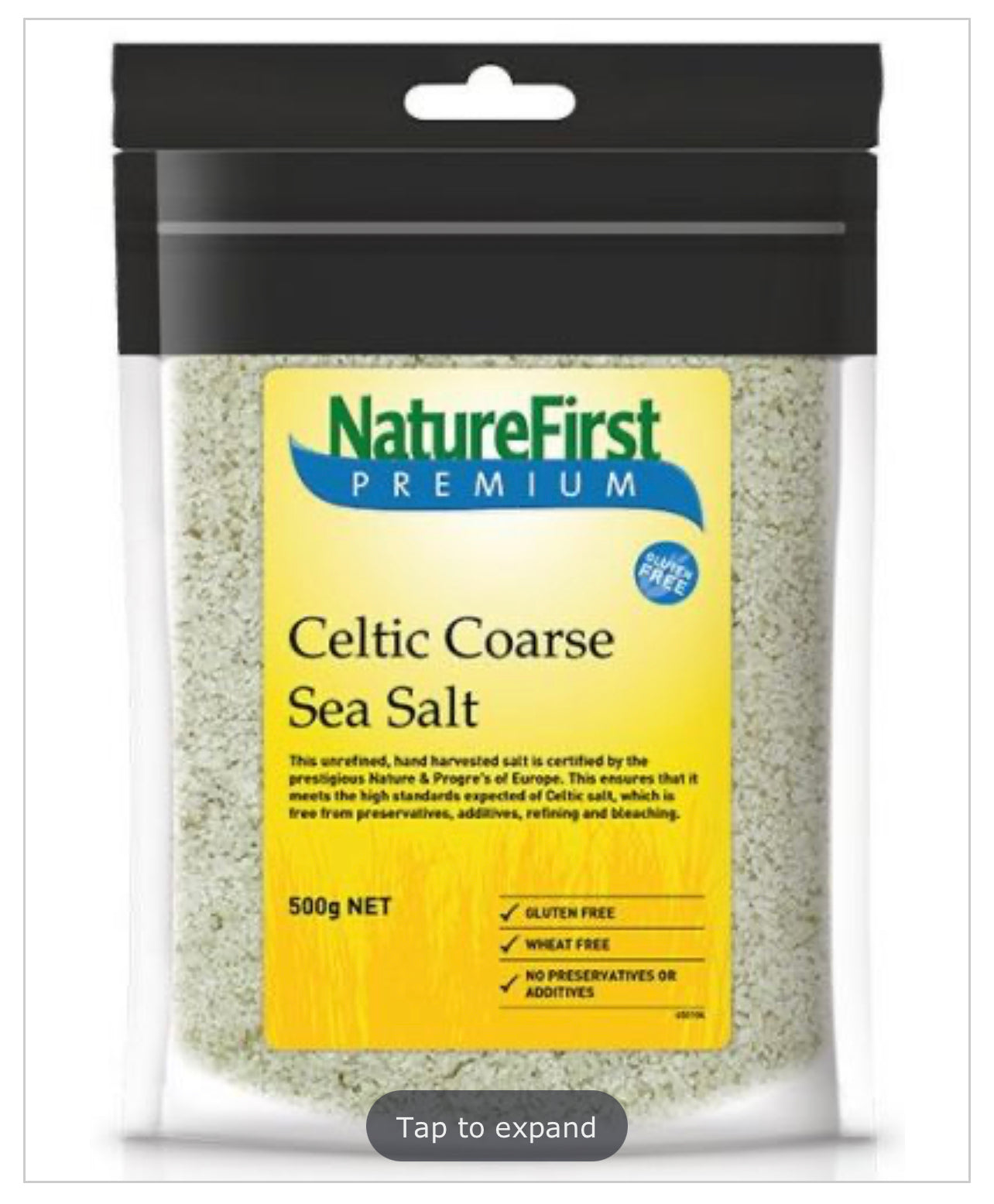 Nature First Sea Salt Celtic Coarse 500g AVAILABLE NOW