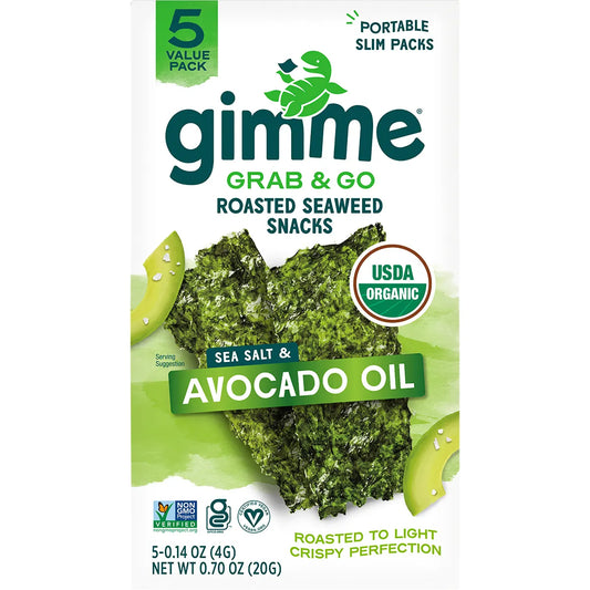 Gimme Roasted Seaweed Snacks Grab & Go Sea Salt & Avocado Oil 5 x 4g