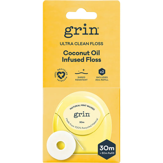 Grin Utra Clean Floss & Refill Coconut Oil Infused 2 x 30m