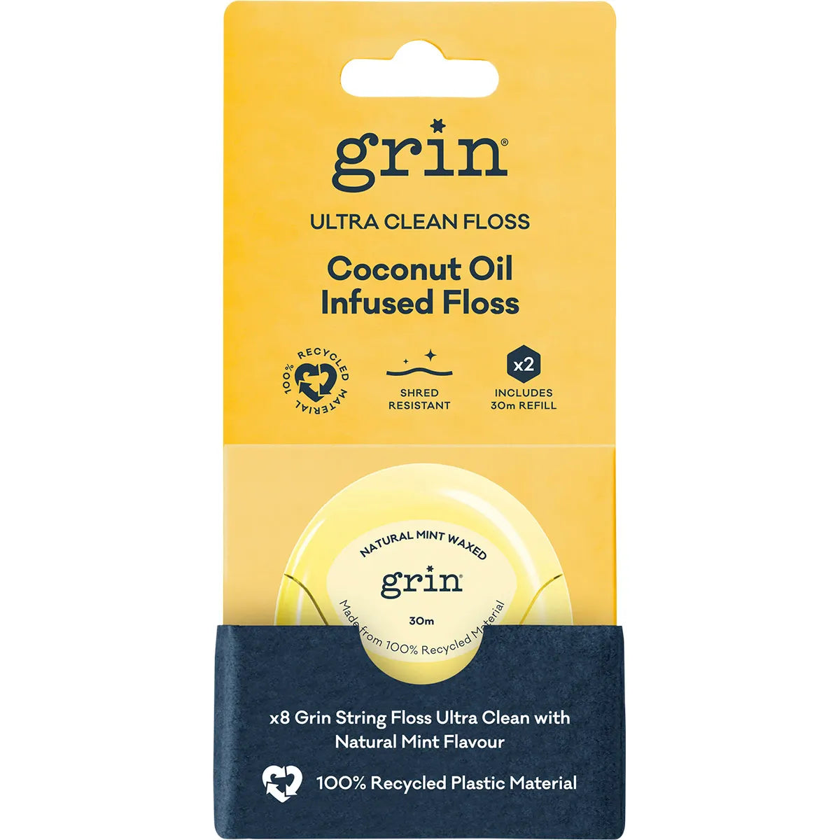 Grin Utra Clean Floss & Refill Coconut Oil Infused 2 x 30m