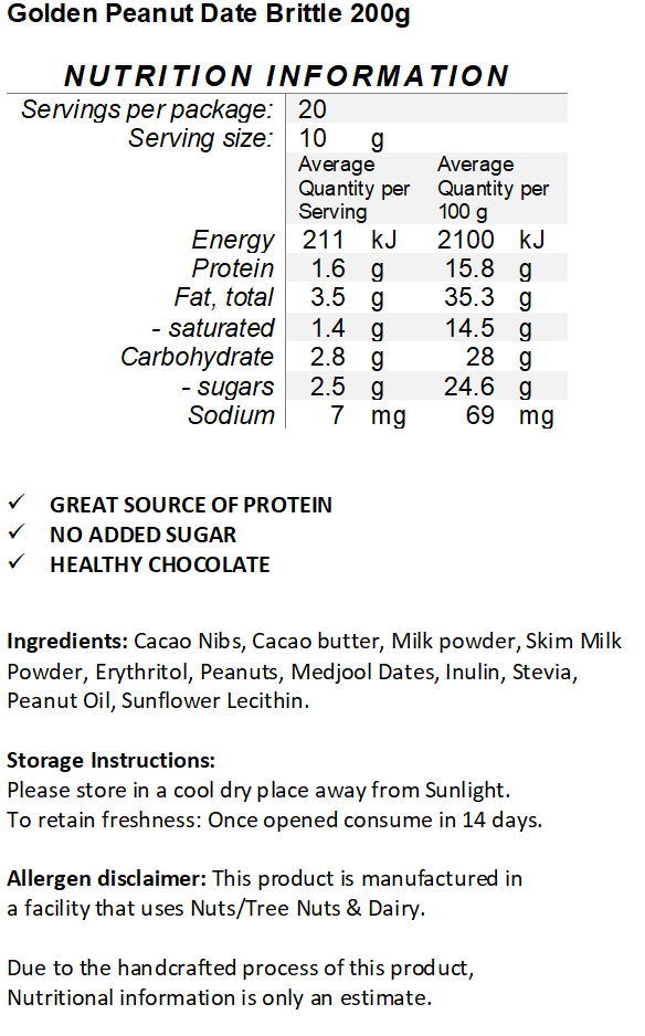 Golden Peanut Date Brittle 200g