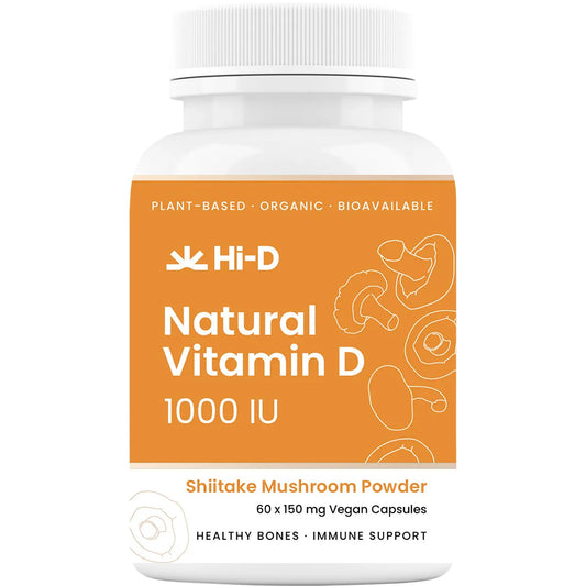 Hi-D Natural Vitamin D 1000 IU 60 Caps Organic Shiitake Mushrooms