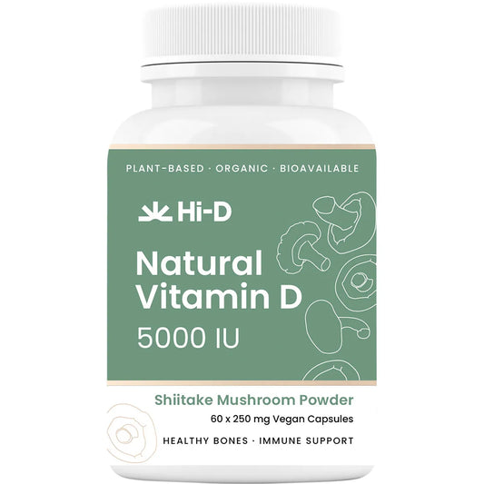 Hi-D Natural Vitamin D 5000 IU 60 Caps Organic Shiitake Mushrooms
