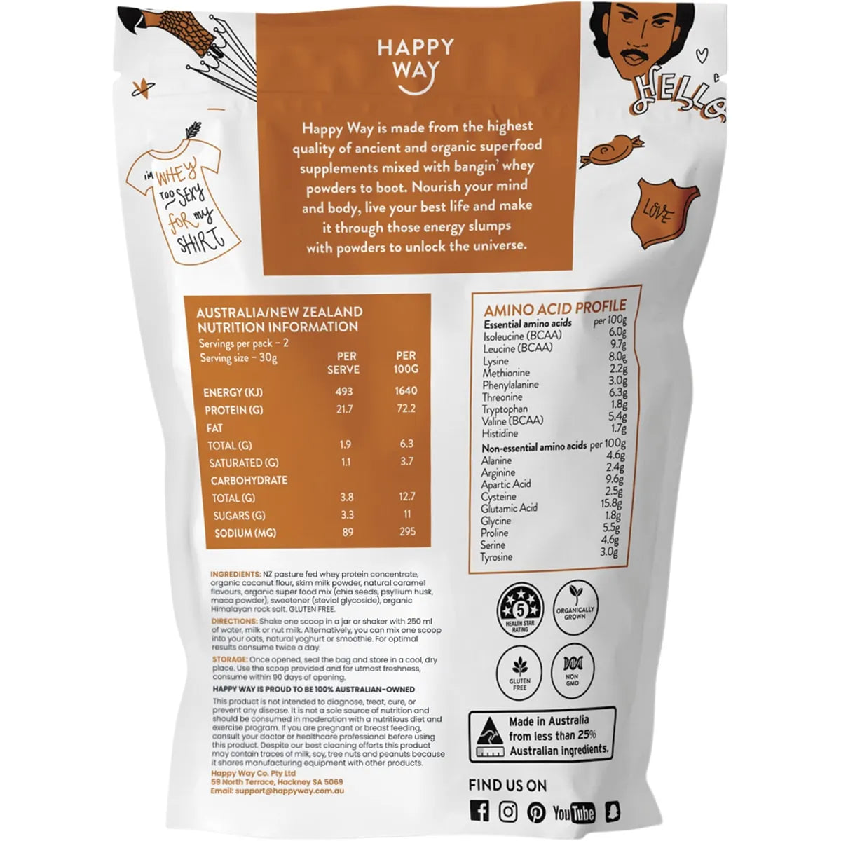 Happy Way Whey Protein Powder Salted Caramel 60g