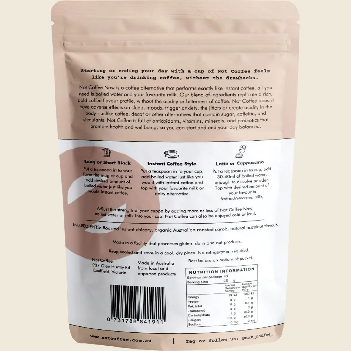 Not Coffee - Instant Coffee Alternative - Hazelnut 120g