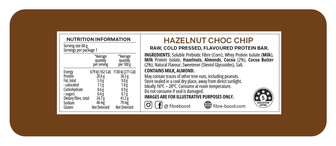 Fibre Boost Cold Pressed Protein Bar - Choc Hazelnut 60g