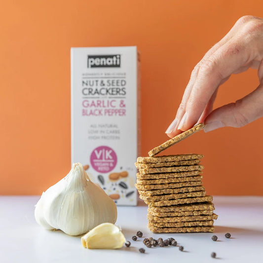 Penati Keto Nut & Seed Crackers - Garlic & Black Pepper 120g