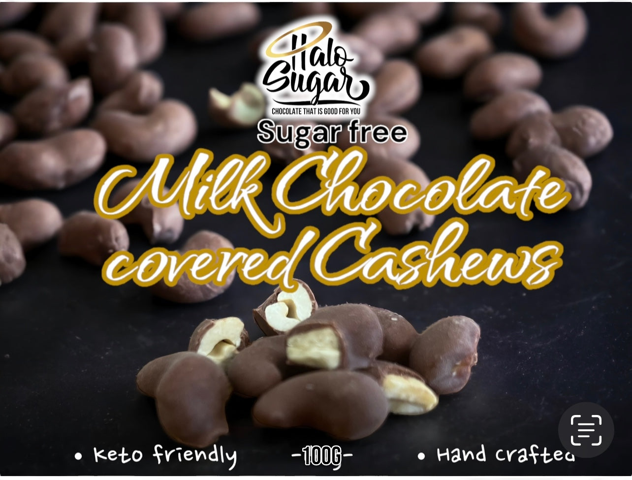 Handcrafted Keto Milk Chocolate - Chocolate Coated Cashews 100g