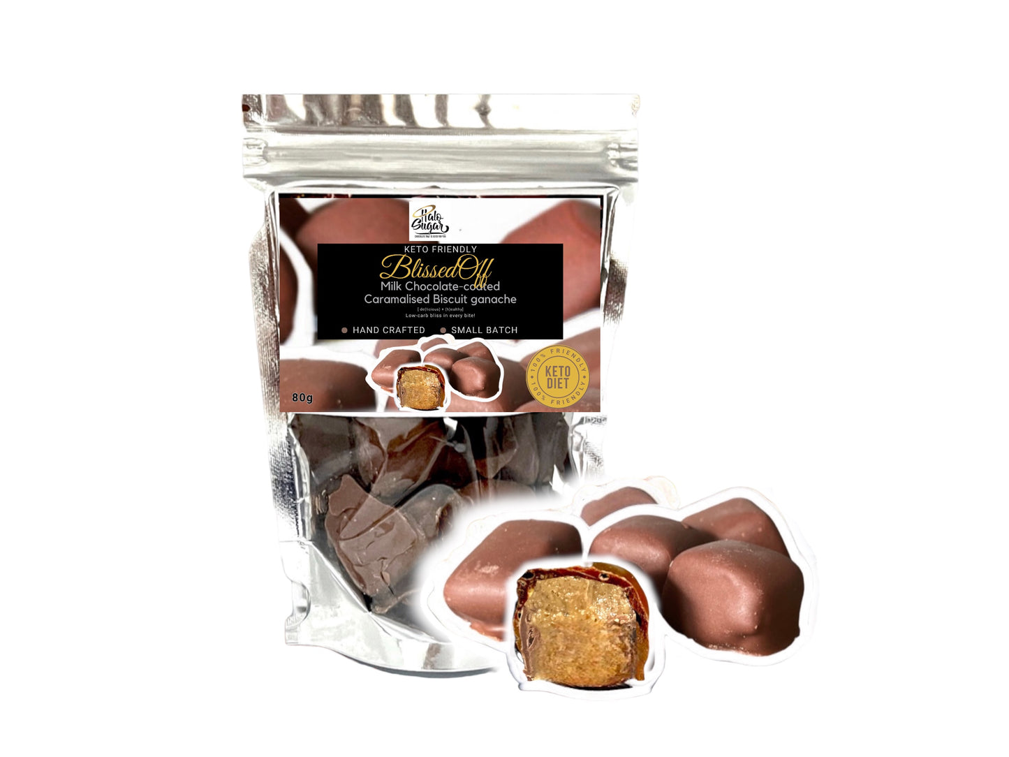 Handcrafted Keto Milk Chocolate - ‘ BlissedOff ‘ Caramelised Biscuit Truffles