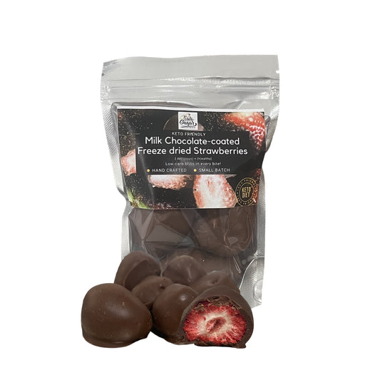 Handcrafted Keto Milk Chocolate - Coated Freeze Dried Strawberries 55g