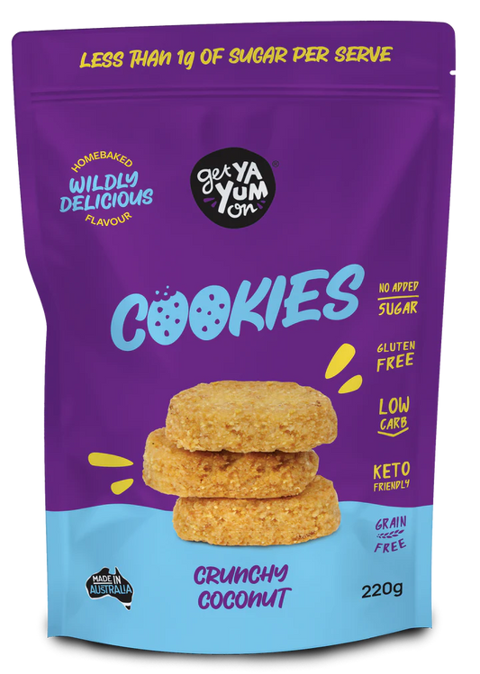 Get Ya Yum On Cookies Crunchy Coconut (NEW Large Sharepack Size!) 220g