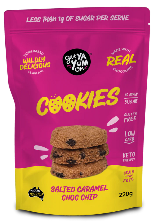 Get Ya Yum On Cookies Salted Caramel Choc Chip (NEW Large Sharepack Size!) 220g