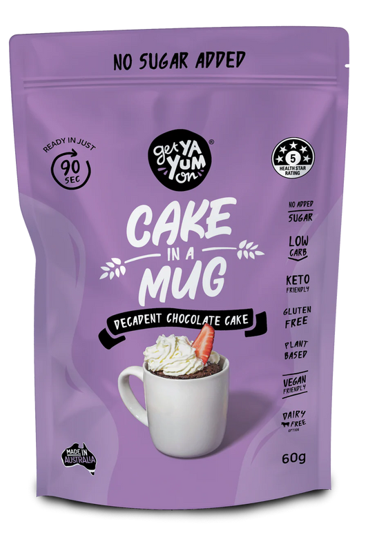 Get Ya Yum On Cake In a Mug Decadent Chocolate Dry Cake Mix 60g