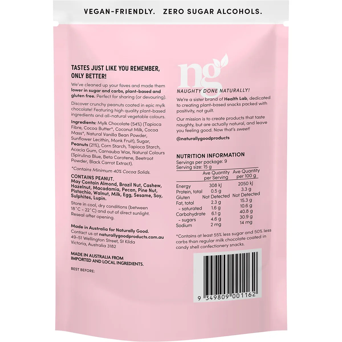 Naturally Good Peanut Mylk Partyz 55% less sugar 135g