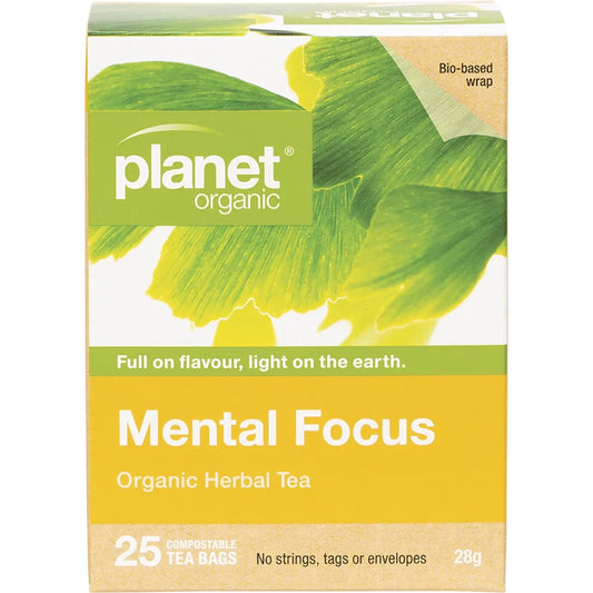Planet Organic Mental Focus Herbal Tea Bags 25pk