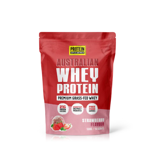 Protein Supplies Australia Australian Whey Protein Premium Grass-fed Whey - Strawberry 500g