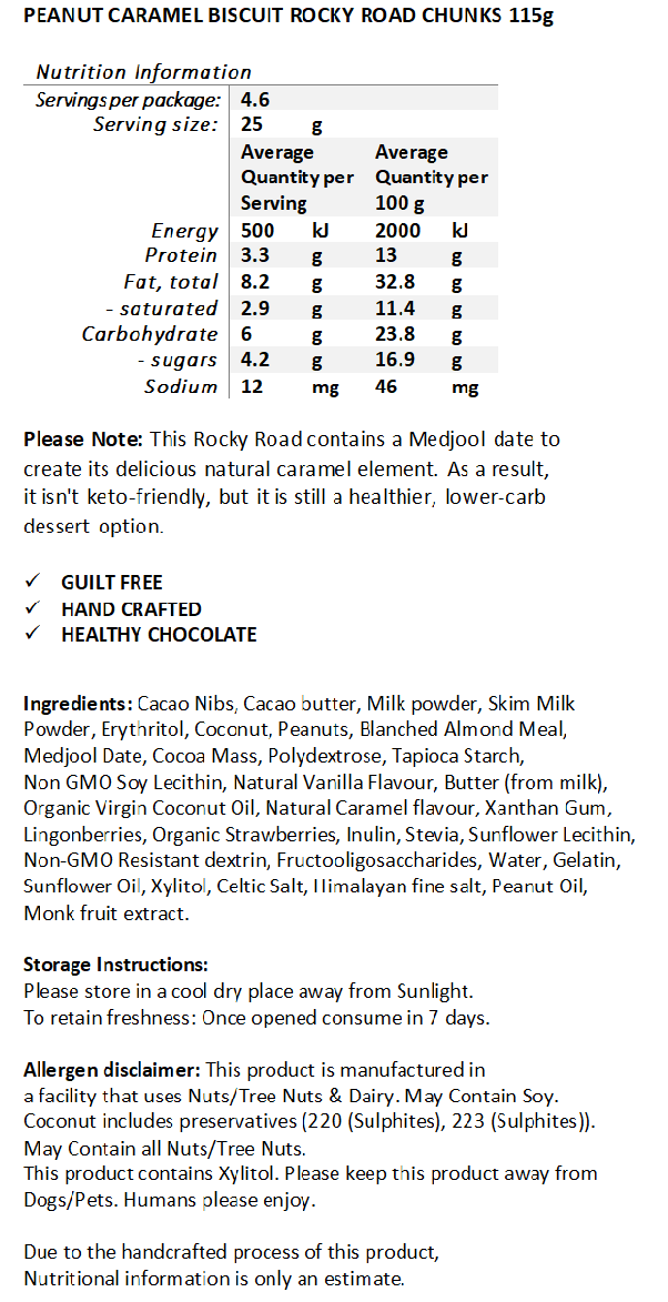 PRE-ORDER NEW Halo Sugar Keto Milk Chocolate - Hand Crafted Rocky Road Chunks Peanut Caramel Biscuit 115g