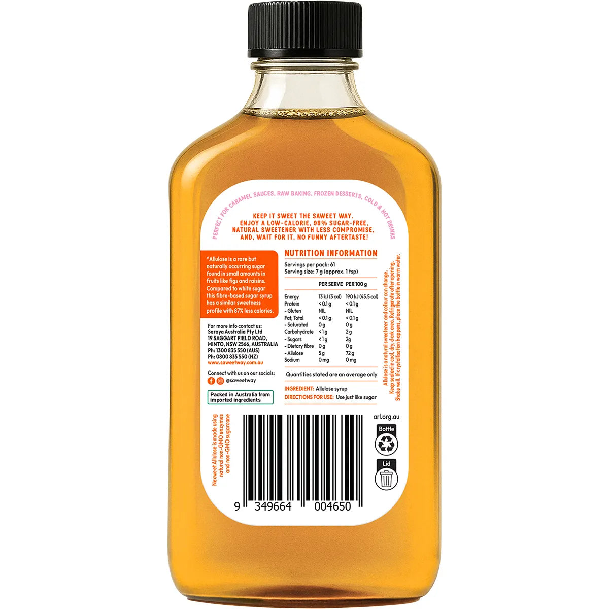 NEW! Saweet Way Pure Allulose Natural Sweetener Syrup 430g