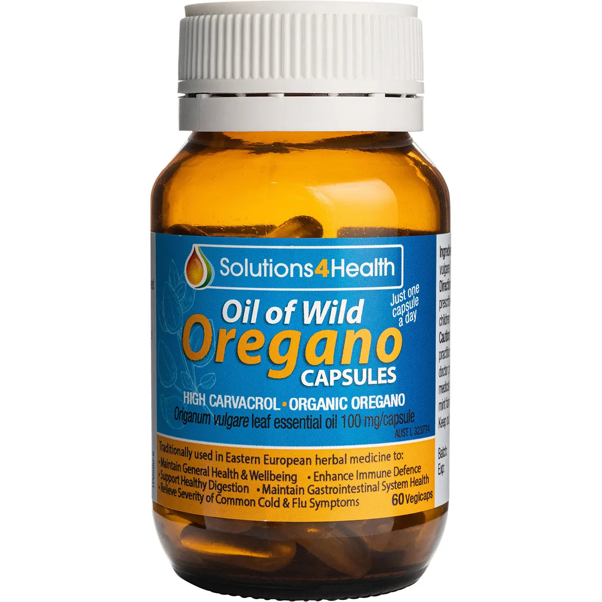 Solutions 4 Health Oil of Wild Oregano Vege Caps 60 Caps