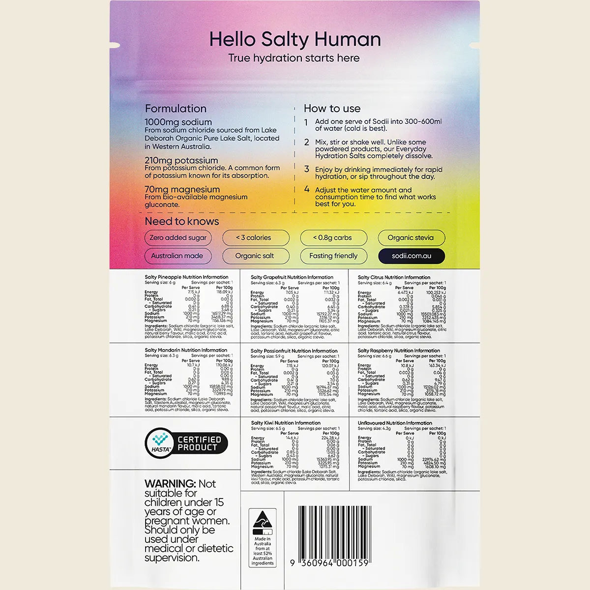 SODII Everyday Hydration Salts Electrolytes Mixed Flavour 8pk