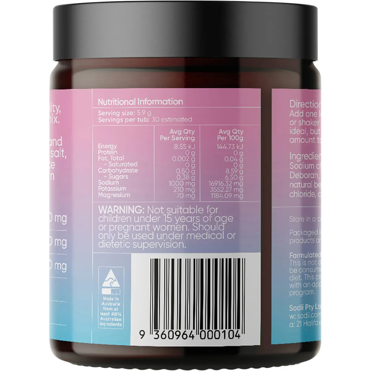 SODII Everyday Hydration Salts Electrolytes Salty Berry 185g