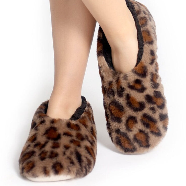 Snugg Ups Ladies Wild Prints Leopard Caramel Non-Slip Sole