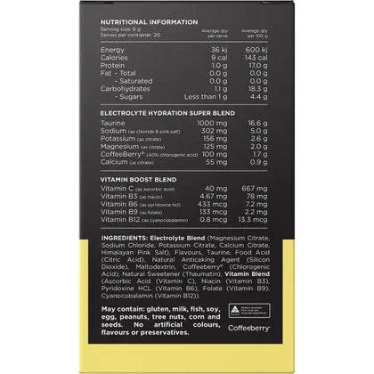 Switch Nutrition Hydrate Electrolytes No Added Sugar Lemon Lime 20x6g