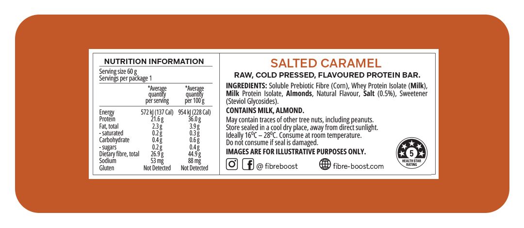 Fibre Boost Cold Pressed Protein Bar - Salted Caramel
