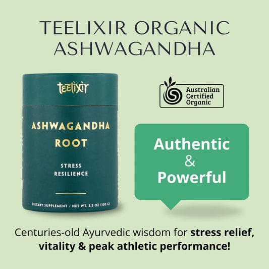 Teelixir Organic Ashwagandha Root 50g - Endurance & Energy