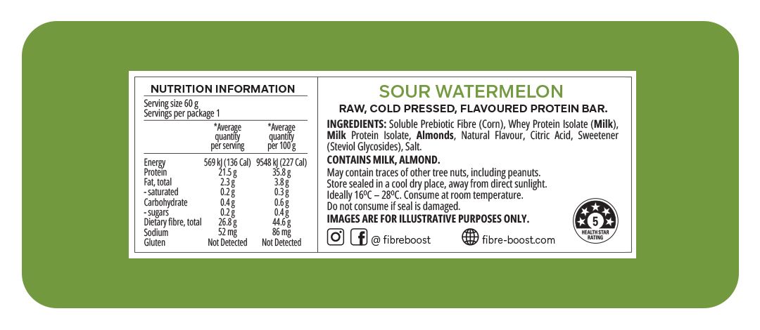 Fibre Boost Cold Pressed Protein Bar - Sour Watermelon 60g