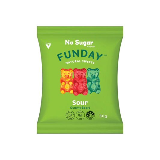 Funday No Sugar Added Sour Gummy Bears 50g