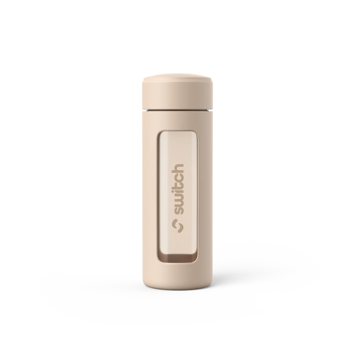 Switch Nutrition Glass Water Bottle with Tea Strainer 460ml Beige
