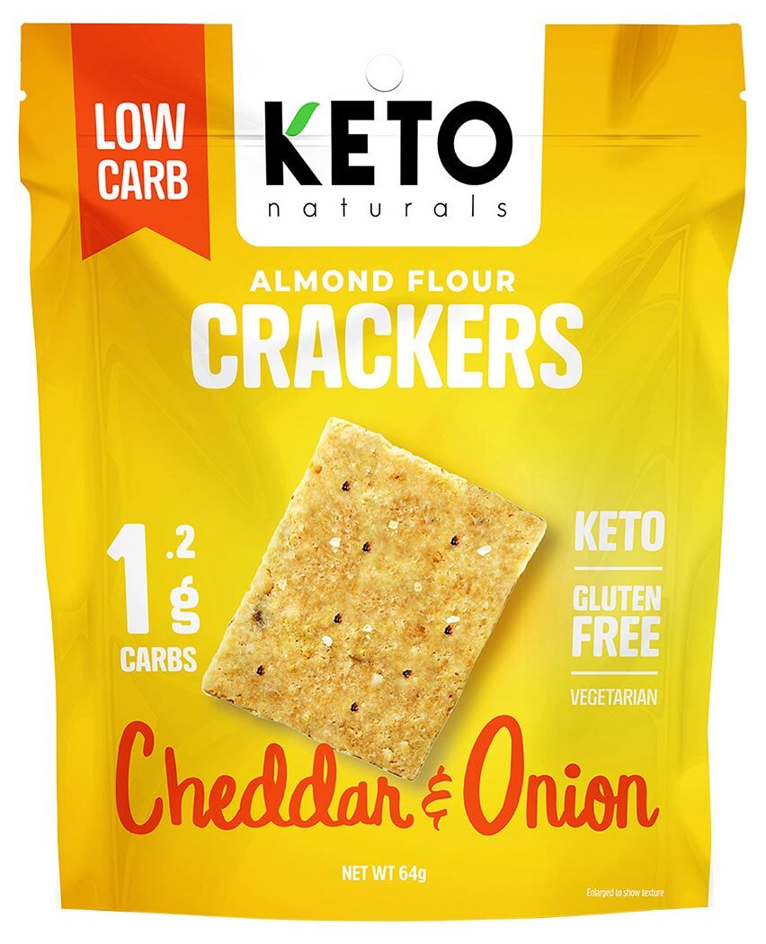 Keto Naturals Cheddar & Onion Almond Flour Crackers 64g