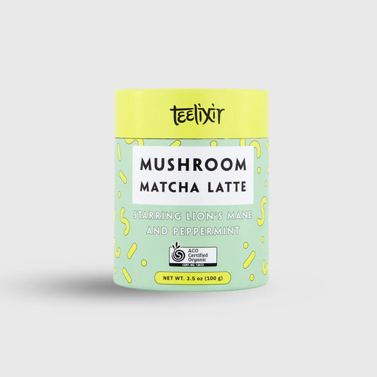 Teelixir Organic Lion's Mane Mushroom Peppermint Matcha Latte 100g - Awaken, Focus & Boost -