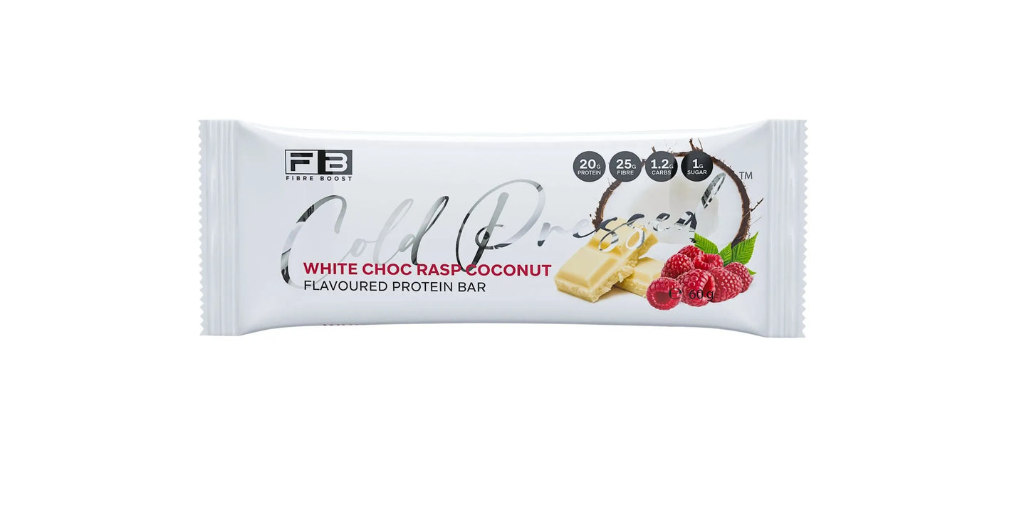 Fibre Boost Cold Pressed Protein Bar - White Choc Raspberry Coconut