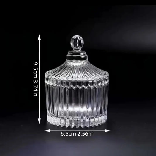 High-End Transparent Glass Jar with Lid – Multipurpose European-Style Container for Candy, Nuts, Fruit, or Candles – Elegant Decorative Storage Ornament (Small)