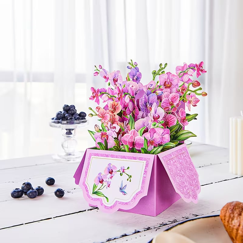 3D Floral Pop-Up Card – Beautiful Pink & Purple Flower Design | Perfect for All Occasions