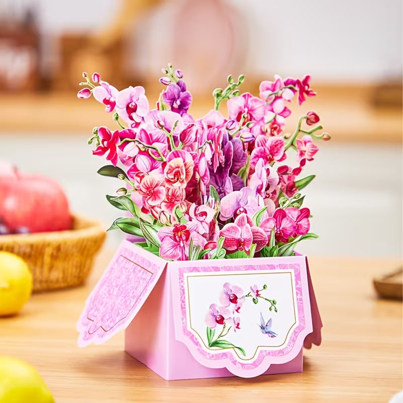 3D Floral Pop-Up Card – Beautiful Pink & Purple Flower Design | Perfect for All Occasions
