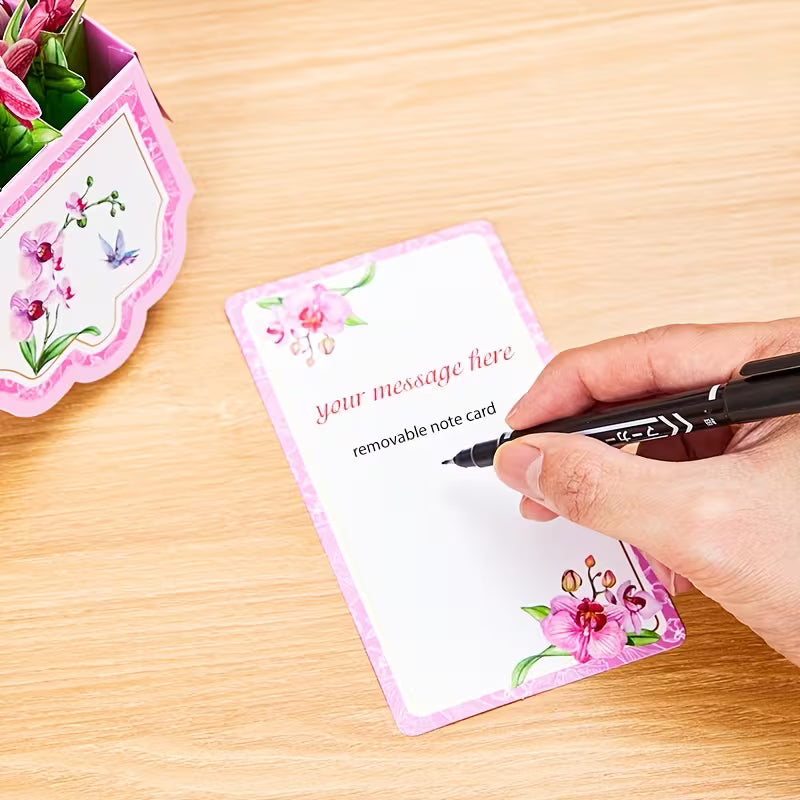 3D Floral Pop-Up Card – Beautiful Pink & Purple Flower Design | Perfect for All Occasions