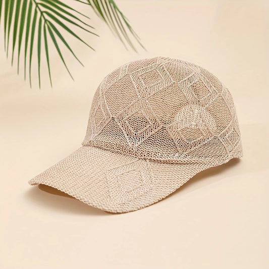 Beige Breathable Mesh Baseball Cap – Adjustable, Sun-Protective & Stylish for Outdoor Wear