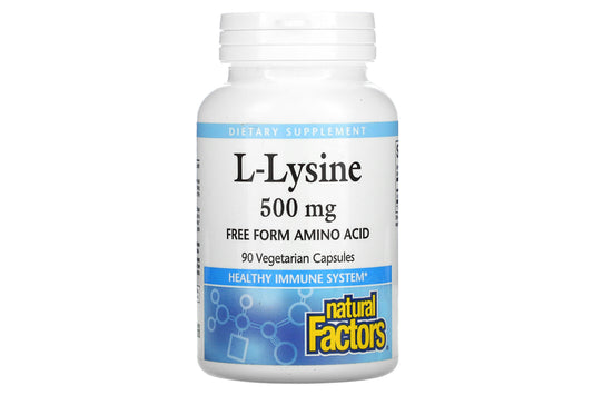 Natural Factors L Lysine 500 mg 90 Vegetarian Capsules Free Form Amino Acid