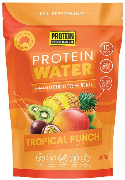 Protein Supplies Australia Protein Water (contains Electrolytes + BCAAs) Tropical Punch 300g
