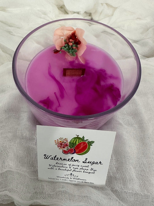 Woodwicks & Wildflowers Watermelon Coco - Soy Large Glass Candle